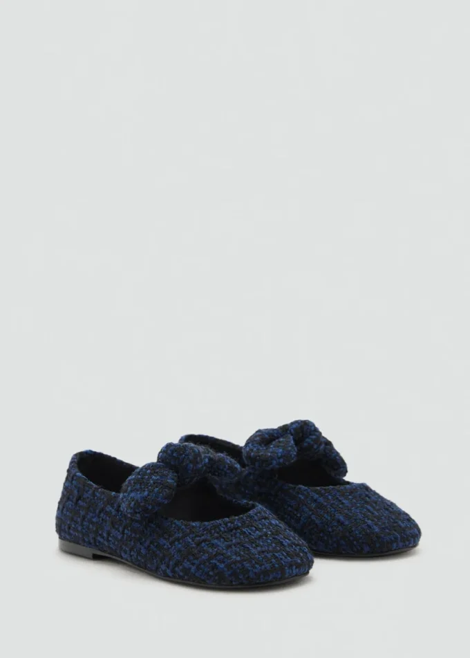 Ballerines en tweed avec nœud