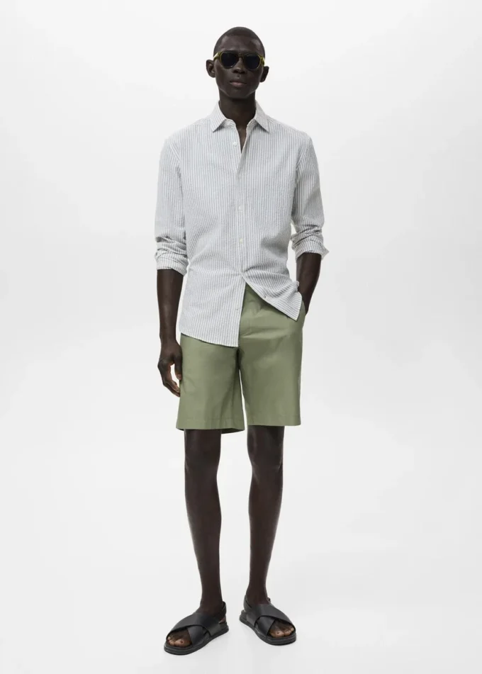 Bermuda en coton avec bande élastique intérieure