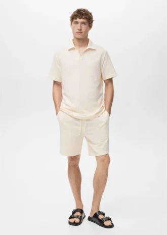 Bermuda en coton seersucker avec cordon de serrage