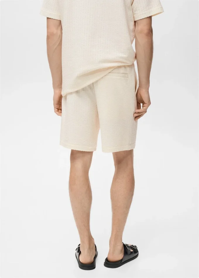 Bermuda en coton seersucker avec cordon de serrage
