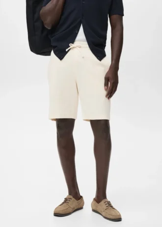 Bermuda en coton texturé avec cordon de serrage