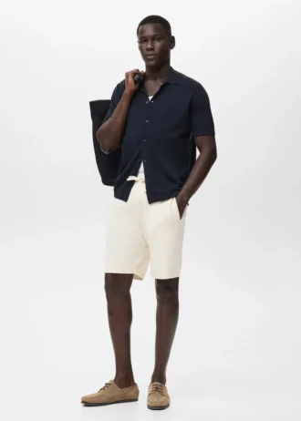 Bermuda en coton texturé avec cordon de serrage