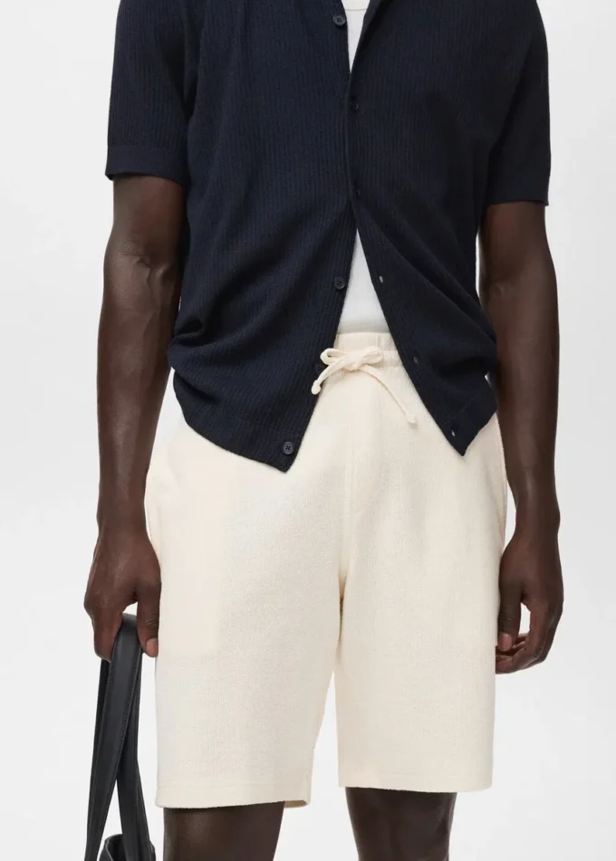 Bermuda en coton texturé avec cordon de serrage