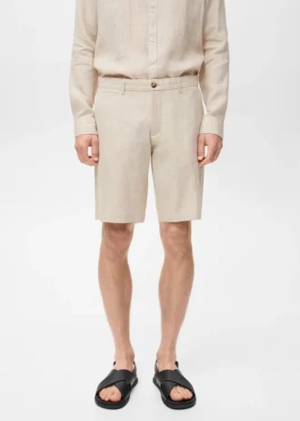 Bermuda slim 100 % lin
