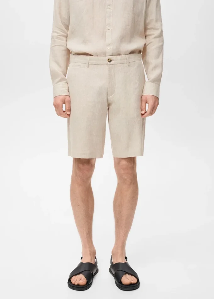 Bermuda slim 100 % lin