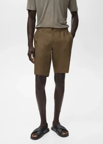 Bermuda slim 100 % lin