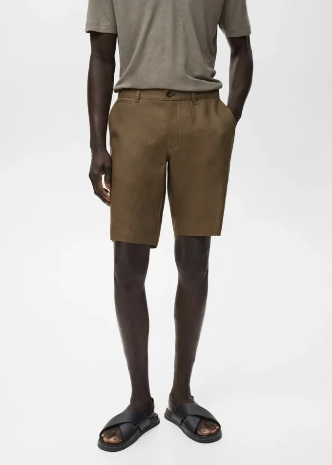 Bermuda slim 100 % lin