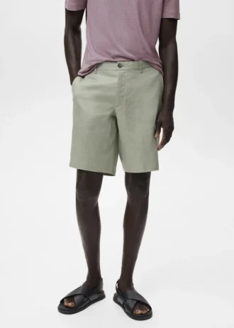 Bermuda slim 100 % lin