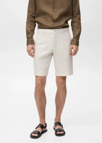 Bermuda slim 100 % lin
