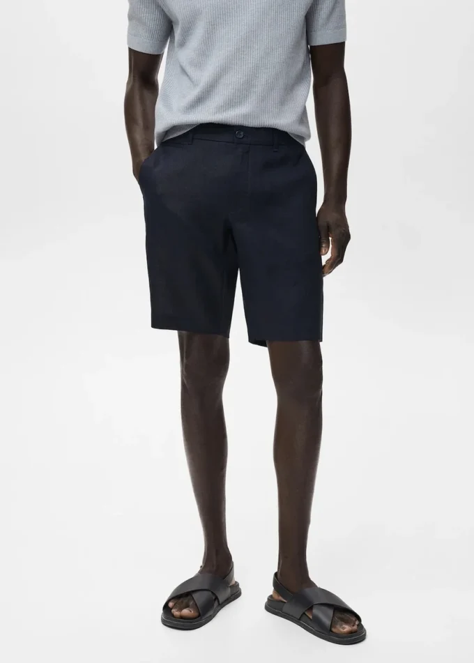 Bermuda slim 100 % lin