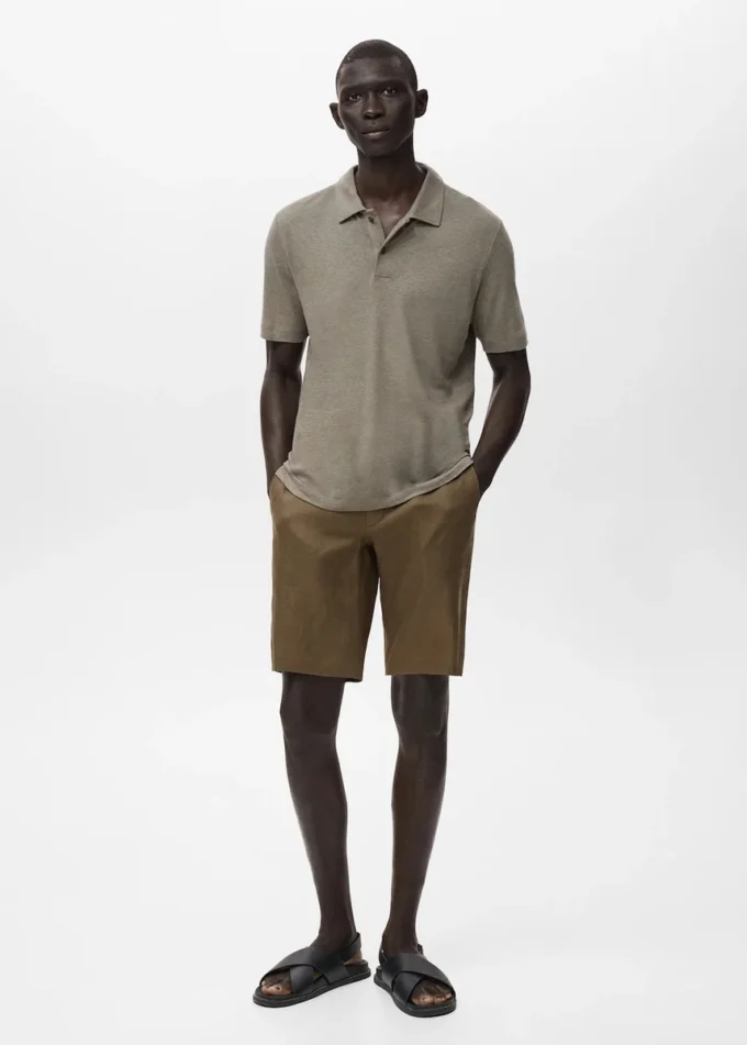 Bermuda slim 100 % lin