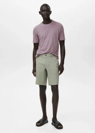 Bermuda slim 100 % lin