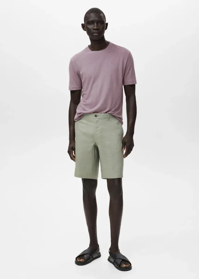 Bermuda slim 100 % lin