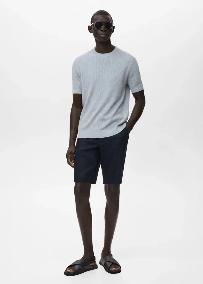 Bermuda slim 100 % lin