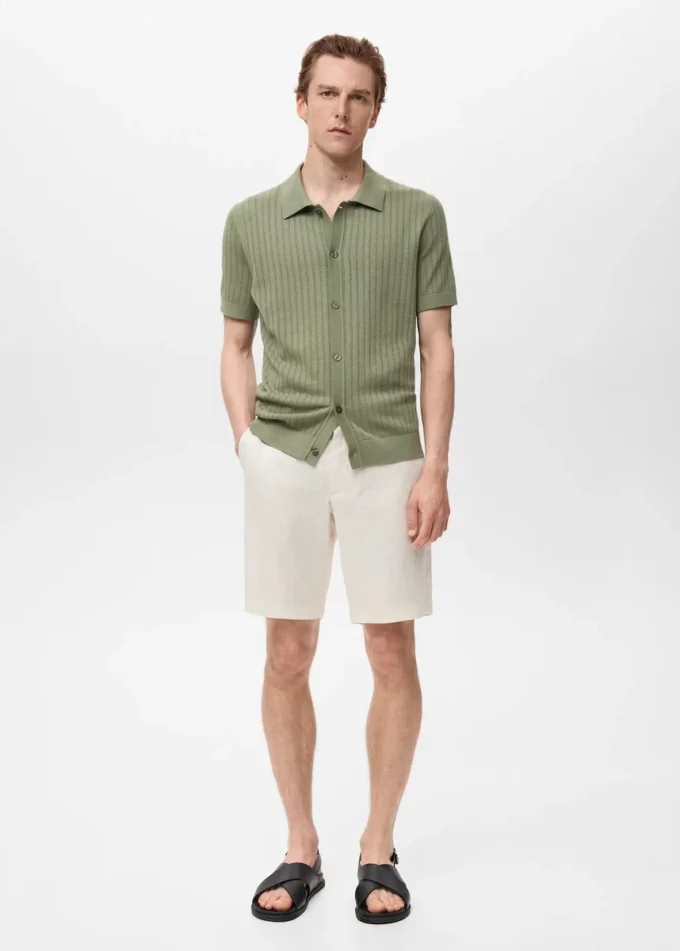 Bermuda slim 100 % lin