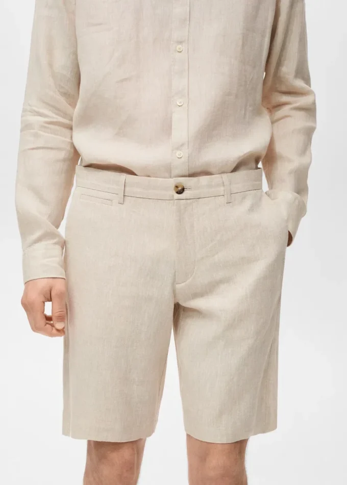Bermuda slim 100 % lin
