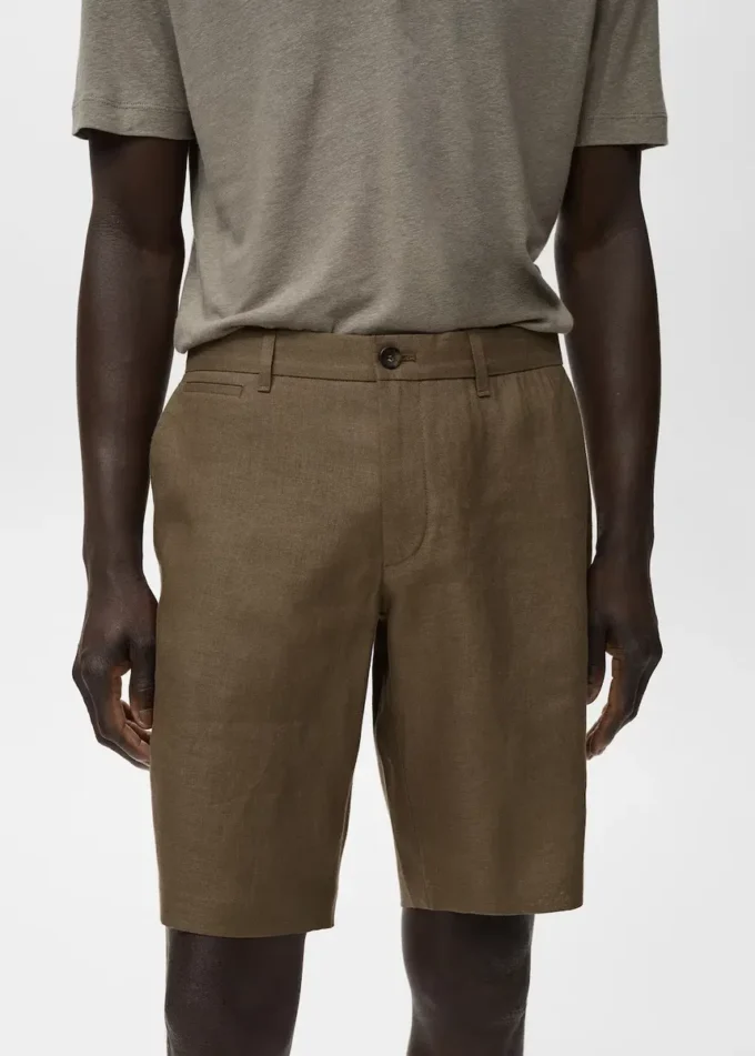 Bermuda slim 100 % lin