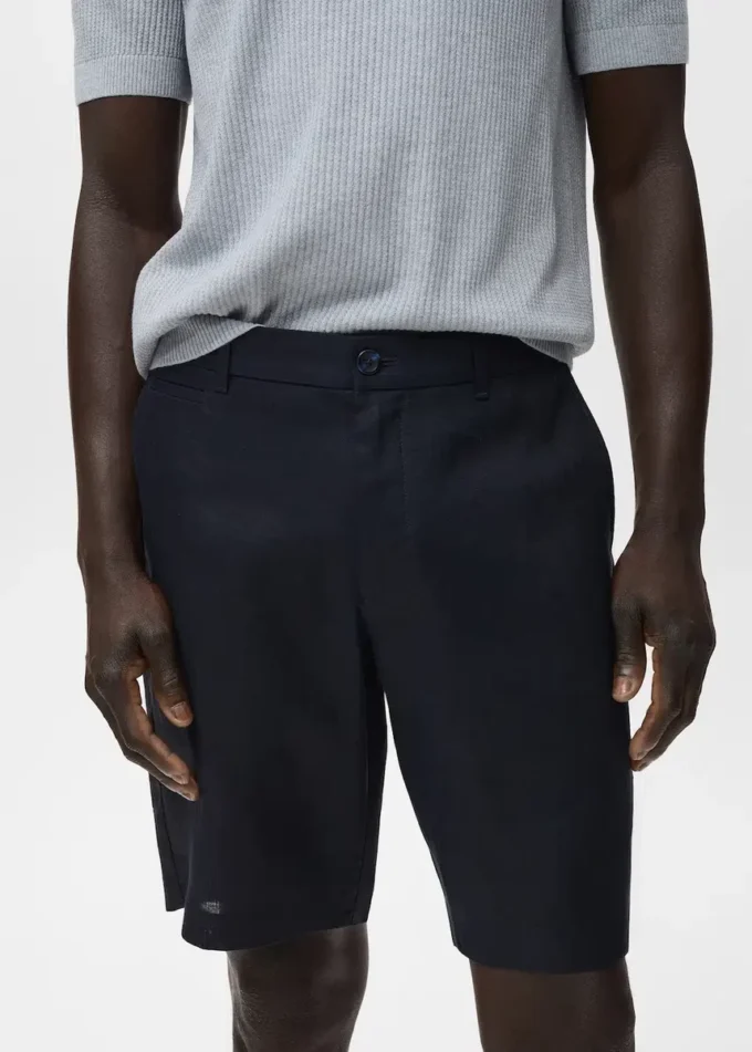 Bermuda slim 100 % lin