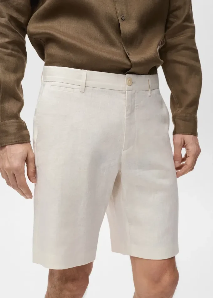 Bermuda slim 100 % lin