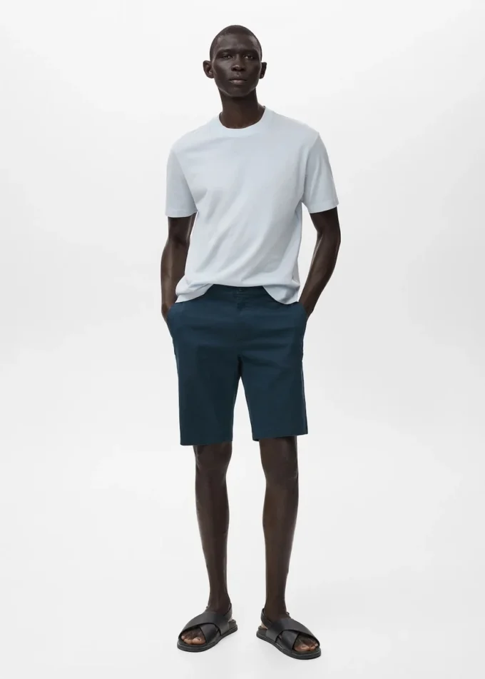 Bermuda slim en coton chino
