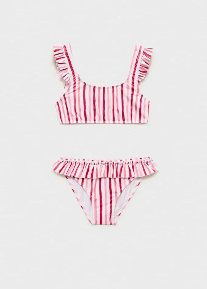 Bikini à rayures et volants
