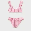 Bikini à rayures et volants