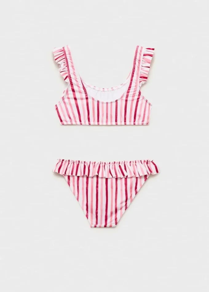 Bikini à rayures et volants