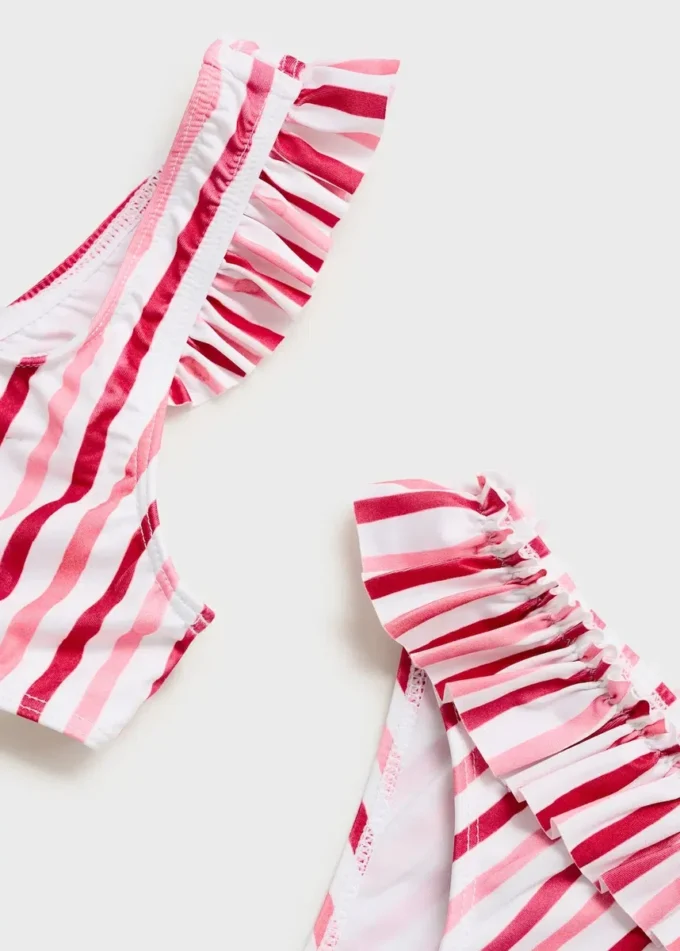 Bikini à rayures et volants