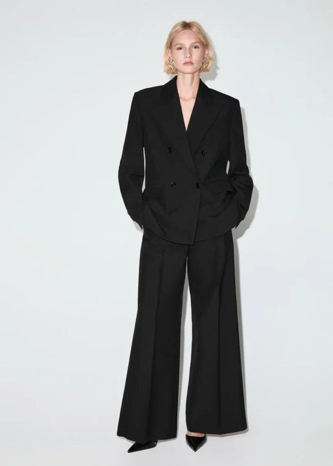 Blazer croisé en laine mélangée