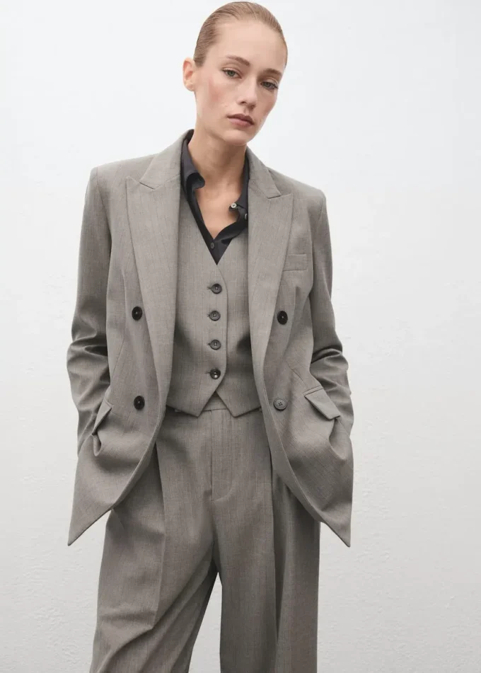Blazer croisé en laine mélangée