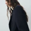 Blazer croisé à fines rayures