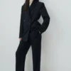 Blazer croisé à fines rayures
