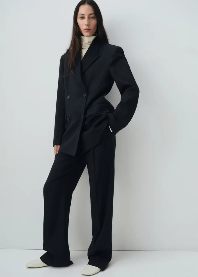 Blazer croisé à fines rayures