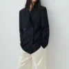Blazer croisé à fines rayures