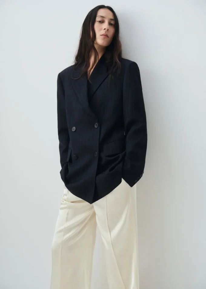 Blazer croisé à fines rayures