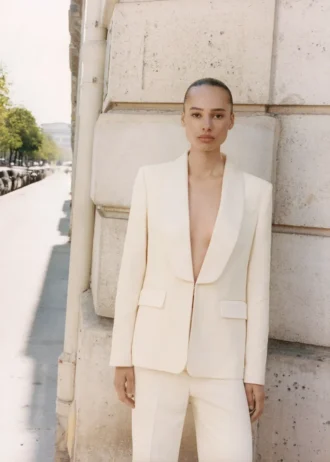 Blazer de costume avec revers en satin