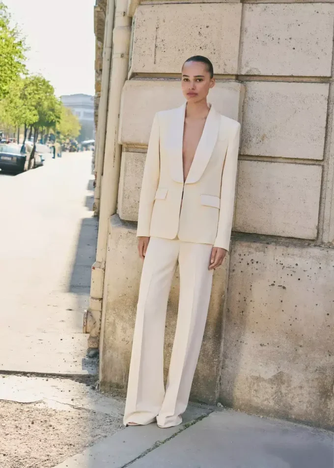 Blazer de costume avec revers en satin