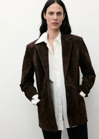 Blazer droit en daim