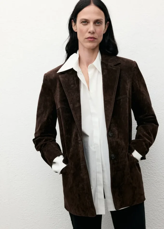 Blazer droit en daim