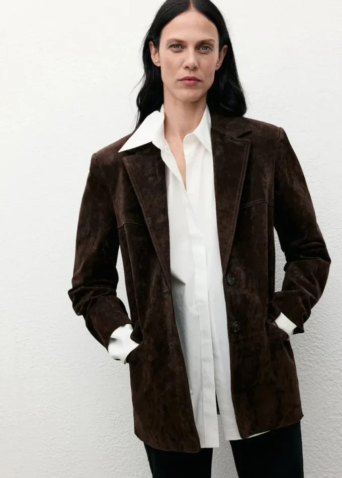 Blazer droit en daim