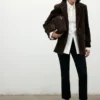 Blazer droit en daim