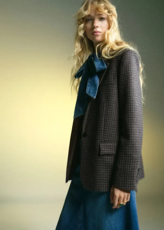 Blazer en laine à carreaux