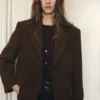 Blazer en laine à micro-motif pied-de-poule