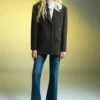 Blazer en laine à micro-motif pied-de-poule