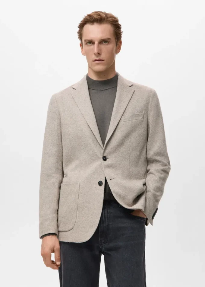 Blazer slim en laine chinée