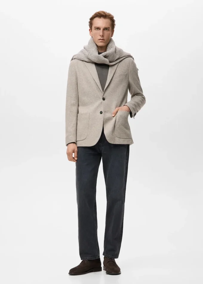 Blazer slim en laine chinée