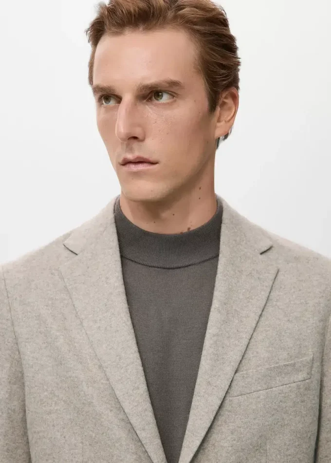 Blazer slim en laine chinée