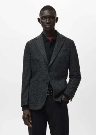 Blazer slim en laine mélangée