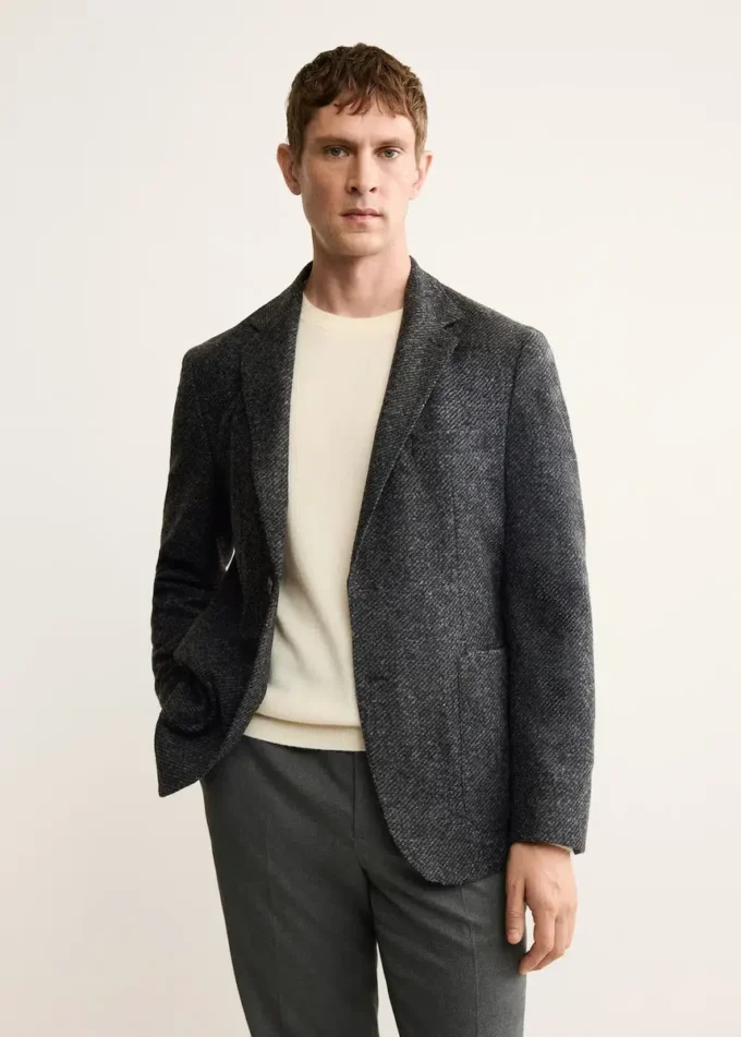 Blazer slim en laine mélangée