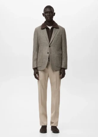 Blazer slim en laine mélangée